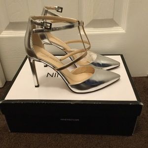 Nine West Tornaydo Silver Pumps